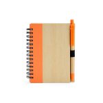 Bloco de Anotações Bambu com Caneta Personalizado COR LARANJA