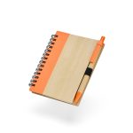 Bloco de Anotações Bambu com Caneta Personalizado LARANJA