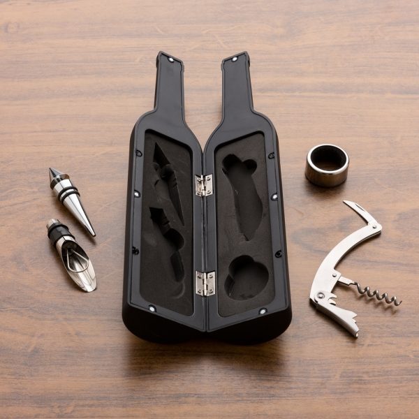 Kit Vinho Formato de Garrafa 4 peças Personalizado Kit Vinho Personalizado