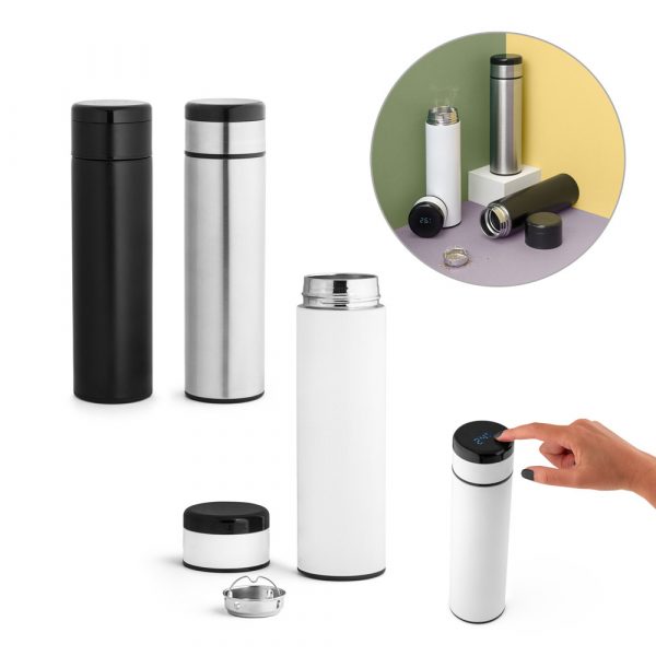 garrafa térmica com marcador de temperatura 450 ml personalizada
