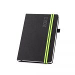 Agenda Personalizada 2023 tipo moleskine com elastico verde