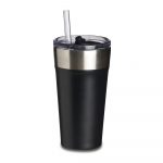 Copo Térmico com Canudo 500ml Personalizado cor preta