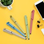 Caneta Fibra de Bambu Touch com Suporte Personalizada com logo0