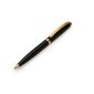 Caneta metal preta com detalhes dourados personalizada