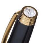 Caneta metal preta com detalhes dourados personalizada1