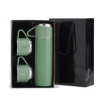 kit garrafa termica personalizado 2 canecas e sacola VERDE