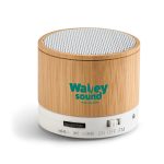 Caixa de som com microfone em bambu personalizada3