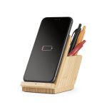 Carregador wireless de bambu com suporte para esferográficas personalizado3
