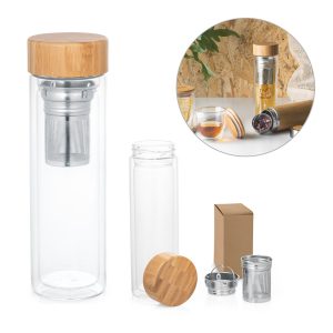 Garrafa de vidro com infusores personalizada