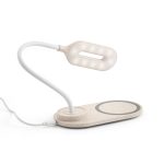 Luminária de mesa em ABS e fibra de palha de trigo com carregador wireless personalizada2