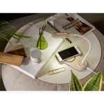 Luminária de mesa em ABS e fibra de palha de trigo com carregador wireless personalizada4