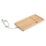 Organizador de mesa em bambu e ABS. Incluso carregador wireless personalizado1
