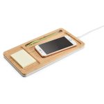 Organizador de mesa em bambu e ABS. Incluso carregador wireless personalizado2