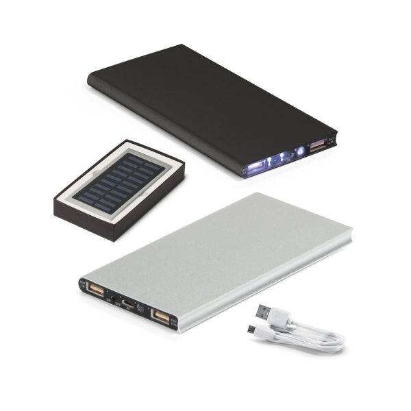 ateria portátil em alumínio com painel solar personalizada ateria portátil em alumínio com painel solar personalizada