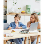 Full,Length,Portrait,Of,Caring,Mother,Helping,Cute,Girl,Doing