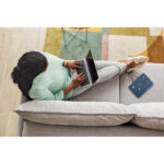 Top,View,At,Curvy,African,American,Woman,Using,Laptop,While