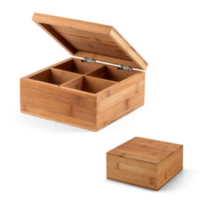 Caixa de chás em bambu personalizada