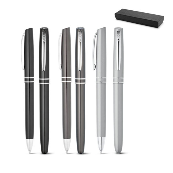 Conjunto de caneta esferográfica de metal e rollerbal personalizada Conjunto de caneta de metal com estojo personalizado,