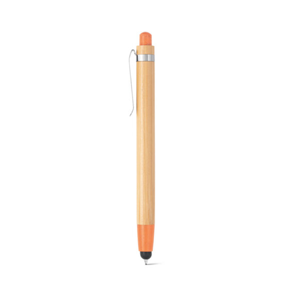 Caneta touch de bambu com logo personalizado
