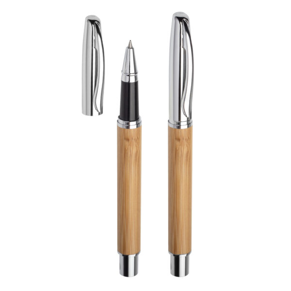 Brindes Sustentáveis Caneta Roller Corpo de Bambu Com Detalhes Em Metal Personalizada Caneta Roller Personalizada