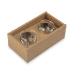 Conjunto com 2 copos de vidro porta copo de bambu personalizado mg