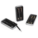 Kit Caneta Esferográfica e Roller e Estojo de Alumínio Personalizado