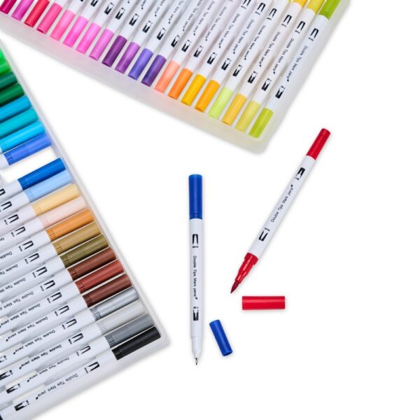 Kit Canetinhas Ponta Dupla Com 48 Cores Personalizado 08332-48 Kit Canetinhas Ponta Dupla Com 48 Cores