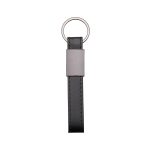 Chaveiro Metal Com Couro Sintético Personalizado PRETO