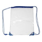 Mochila Saco em PVC Transparente Personalizada detalhes azul