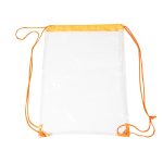 Mochila Saco em PVC Transparente Personalizada detalhes laranja