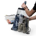 Mochila Saco em PVC Transparente Personalizada detalhes preto