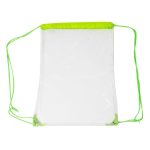 Mochila Saco em PVC Transparente Personalizada detalhes verde