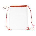 Mochila Saco em PVC Transparente Personalizada detalhes vermelho