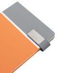 Caderno com capa dura personalizado cinza com laranja sp
