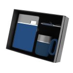 Kit Escritório Caderno Caneta Caneca e Caixa Personalizado azul