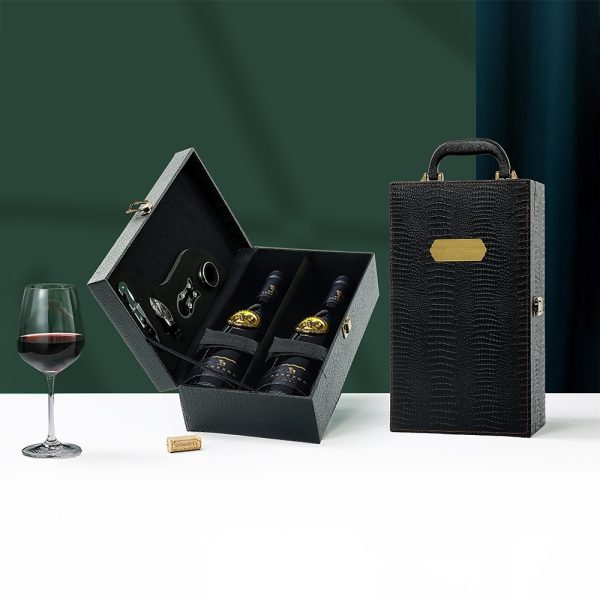 Caixa Para Duas Garrafa De Vinho De Couro Sintetico Personalizada