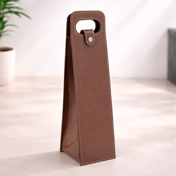 Porta-Vinho Couro Sintético Personalizado Marrom